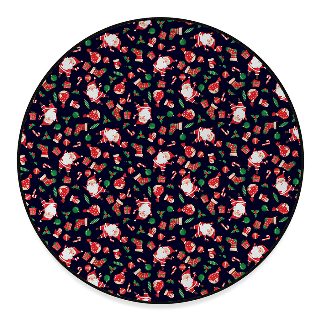 Cute Merry Christmas Pattern Print Round Floor Mat