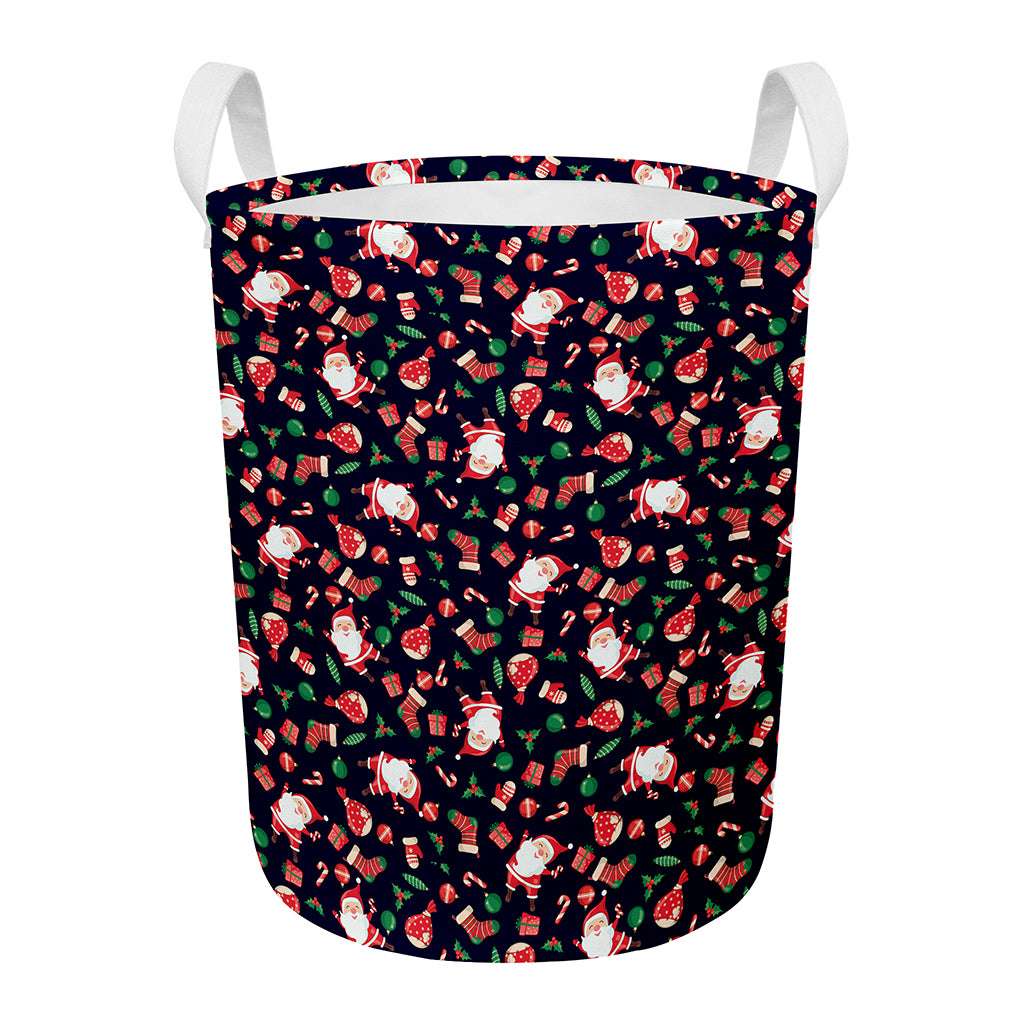 Cute Merry Christmas Pattern Print Round Laundry Basket