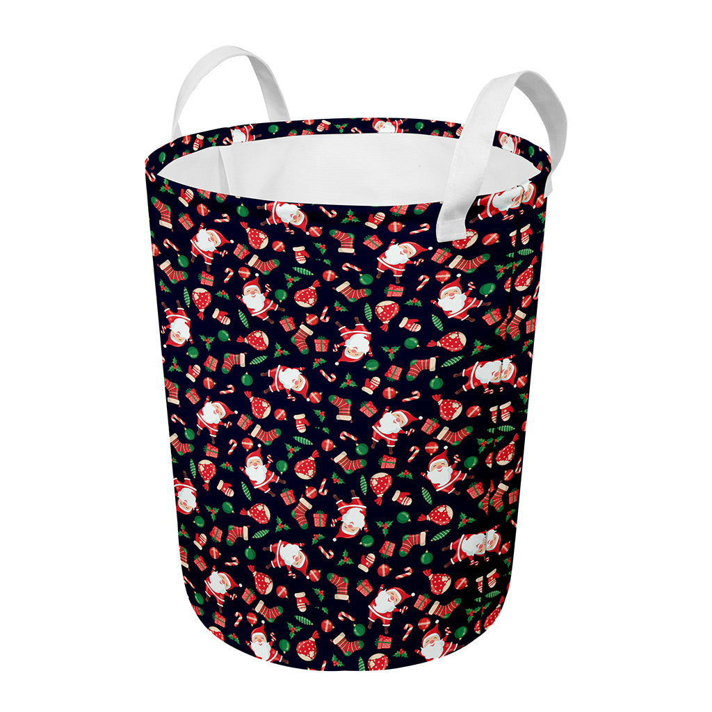 Cute Merry Christmas Pattern Print Round Laundry Basket