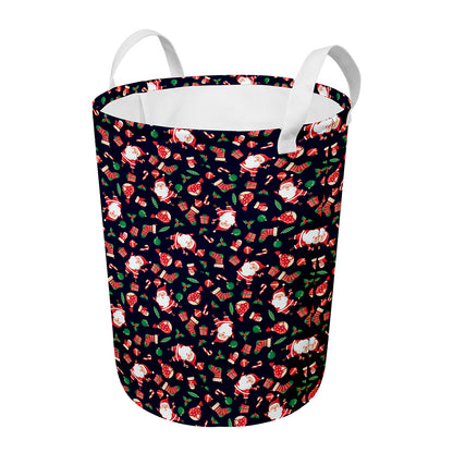 Cute Merry Christmas Pattern Print Round Laundry Basket