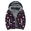Cute Merry Christmas Pattern Print Sherpa Lined Zip Up Hoodie