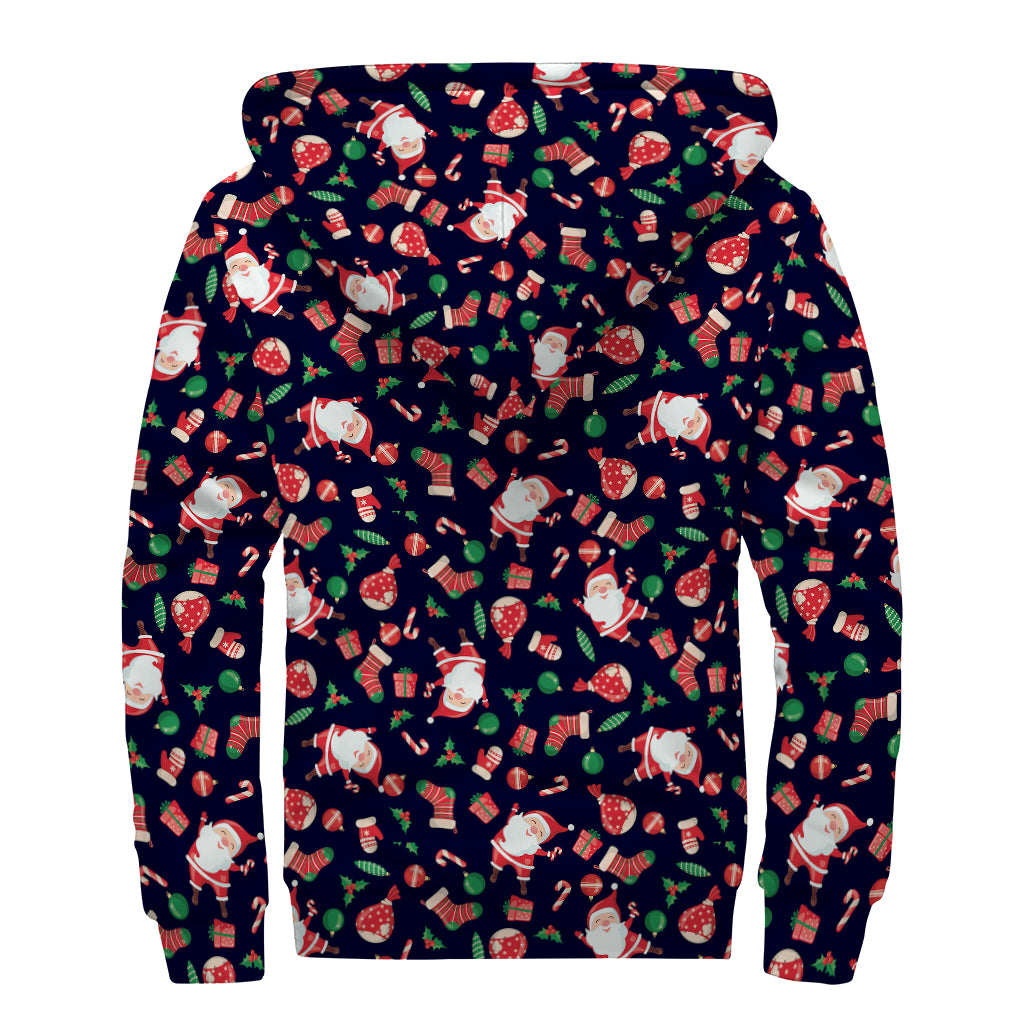 Cute Merry Christmas Pattern Print Sherpa Lined Zip Up Hoodie
