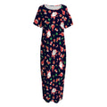 Cute Merry Christmas Pattern Print Short Sleeve Long Nightdress