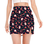 Cute Merry Christmas Pattern Print Side Slit Mini Skirt