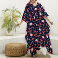 Cute Merry Christmas Pattern Print Silk V-Neck Kaftan Dress
