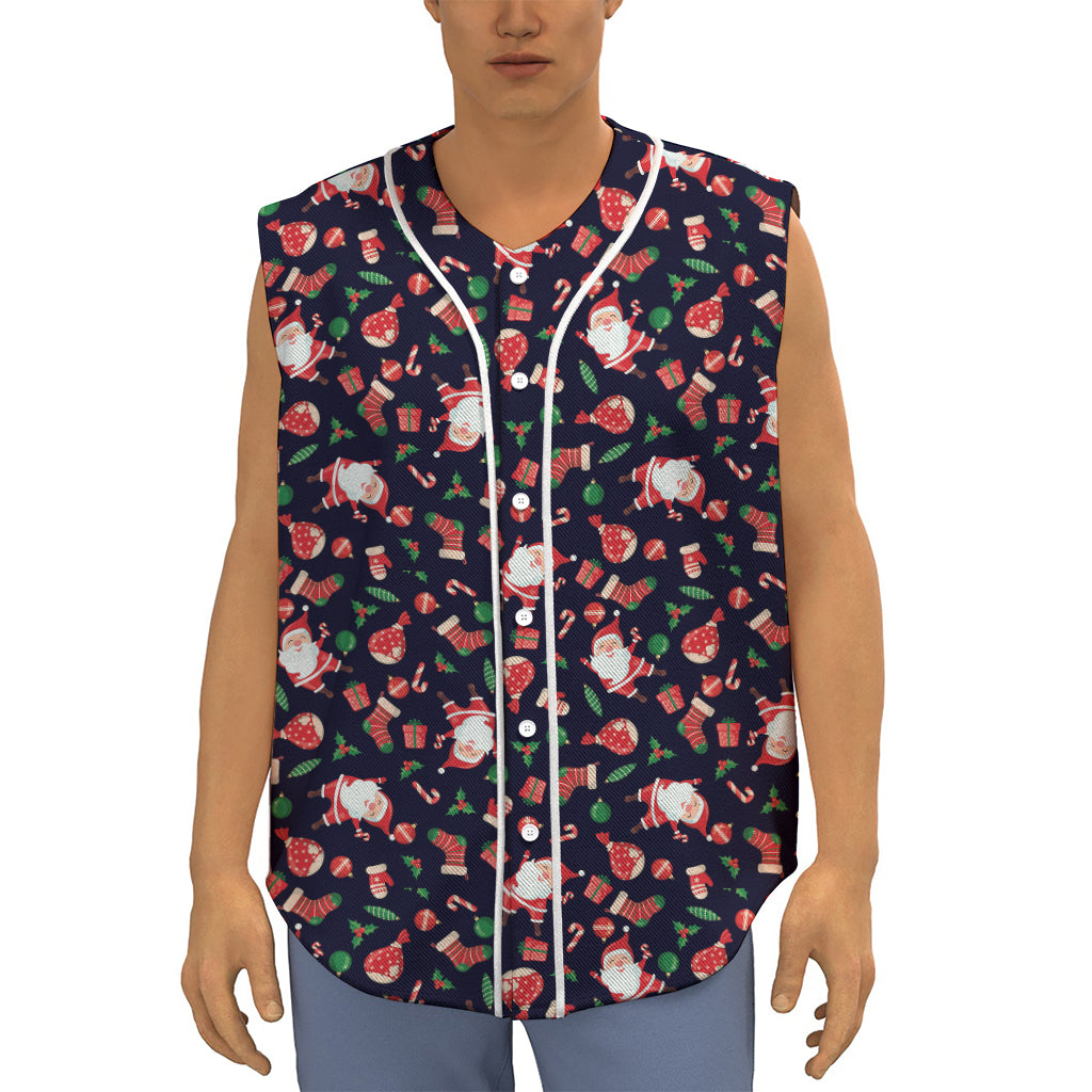 Cute Merry Christmas Pattern Print Sleeveless Baseball Jersey