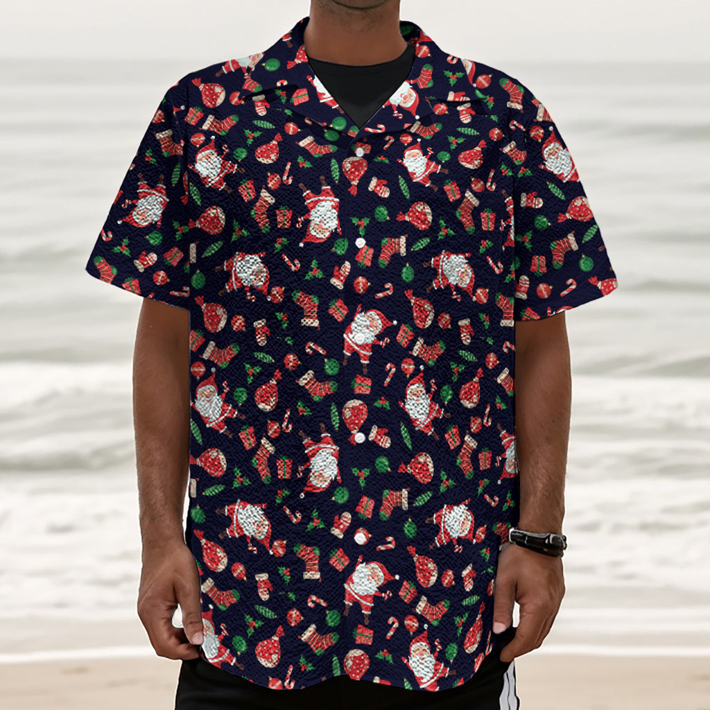 Cute Merry Christmas Pattern Print Textured Short Sleeve Shirt