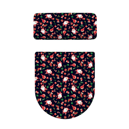 Cute Merry Christmas Pattern Print Toilet Lid And Tank Cover Set
