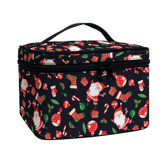 Cute Merry Christmas Pattern Print Travel Makeup Bag