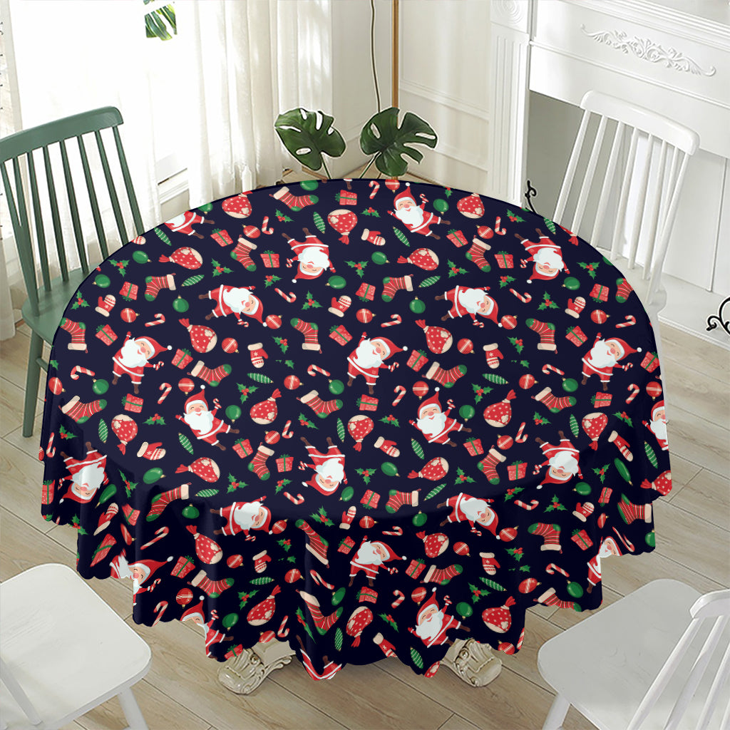 Cute Merry Christmas Pattern Print Waterproof Round Tablecloth