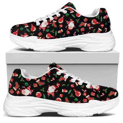 Cute Merry Christmas Pattern Print White Chunky Shoes