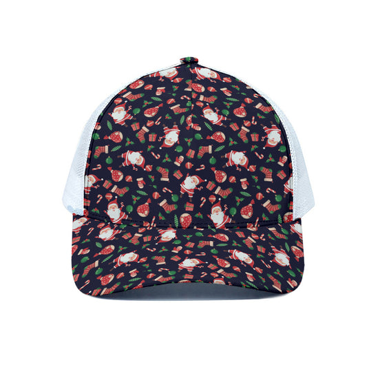 Cute Merry Christmas Pattern Print White Mesh Trucker Cap