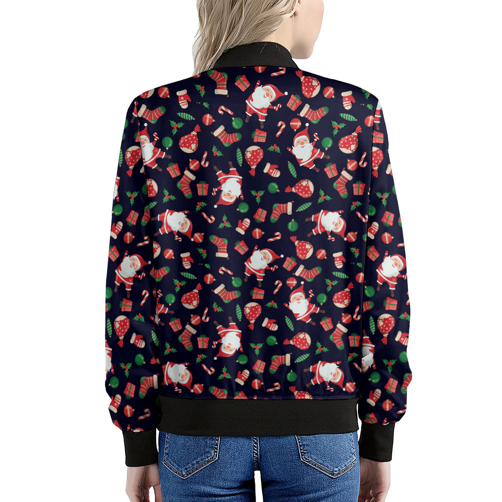 Cute Merry Christmas Pattern Print Women's Bomber Jacket
