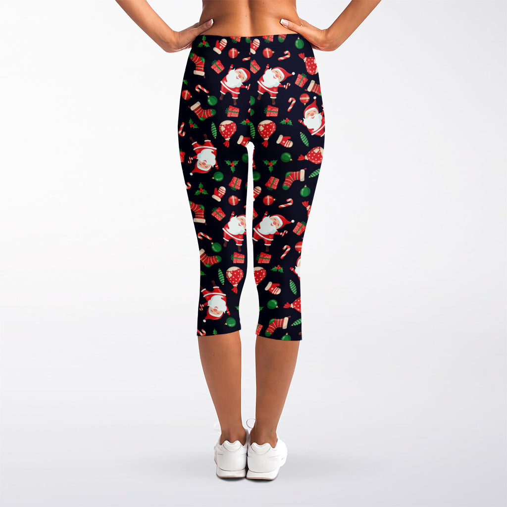 Cute Merry Christmas Pattern Print Women's Capri Leggings