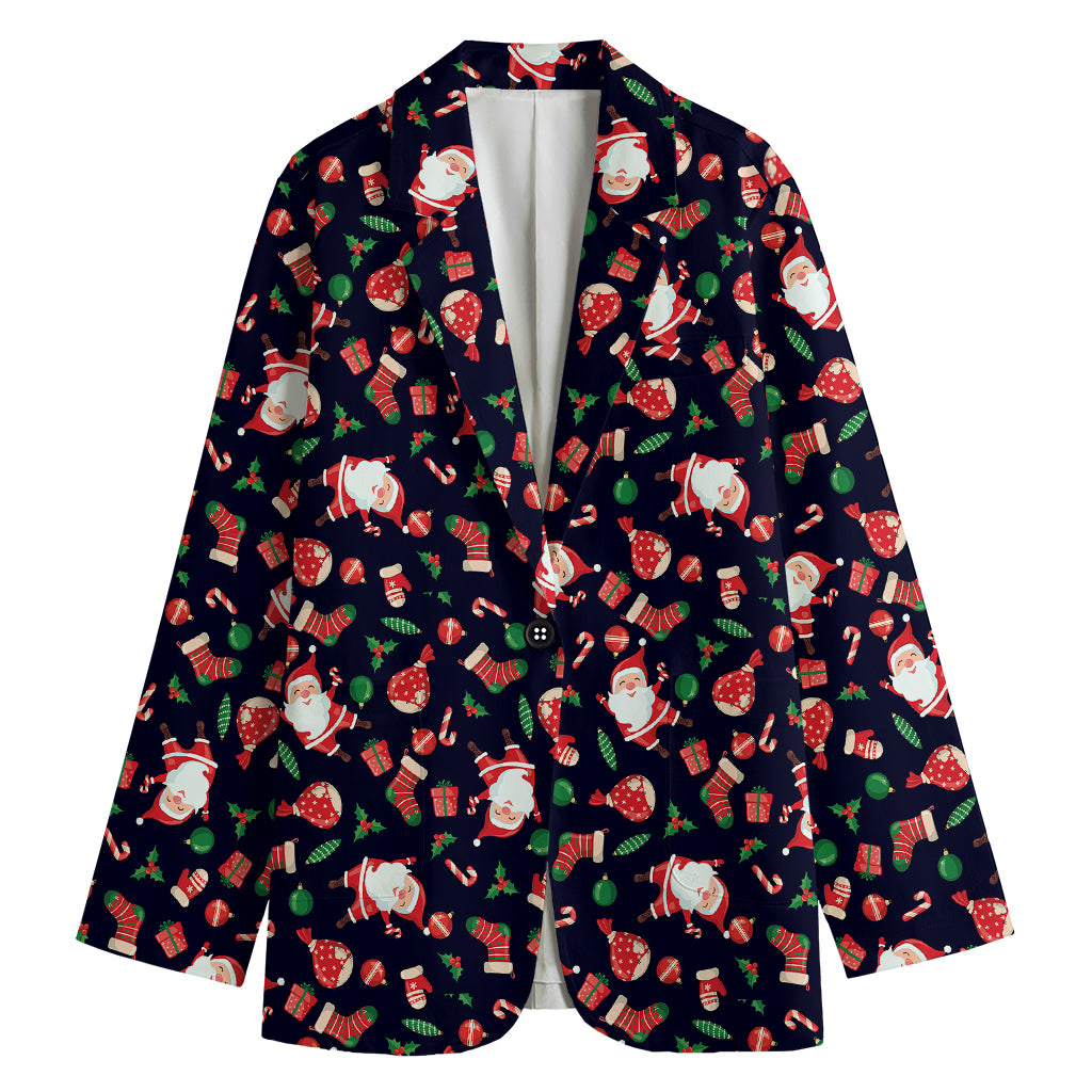 Cute Merry Christmas Pattern Print Women's Cotton Blazer