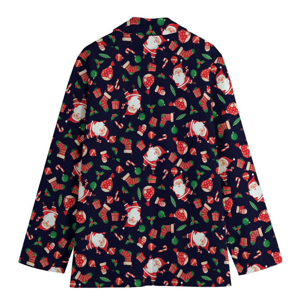 Cute Merry Christmas Pattern Print Women's Cotton Blazer