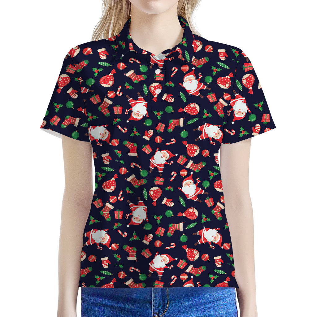 Cute Merry Christmas Pattern Print Women's Polo Shirt