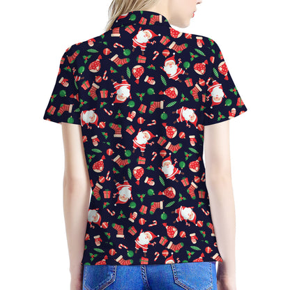 Cute Merry Christmas Pattern Print Women's Polo Shirt