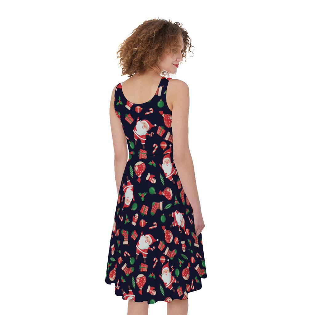 Cute Merry Christmas Pattern Print Women's Sleeveless Dress