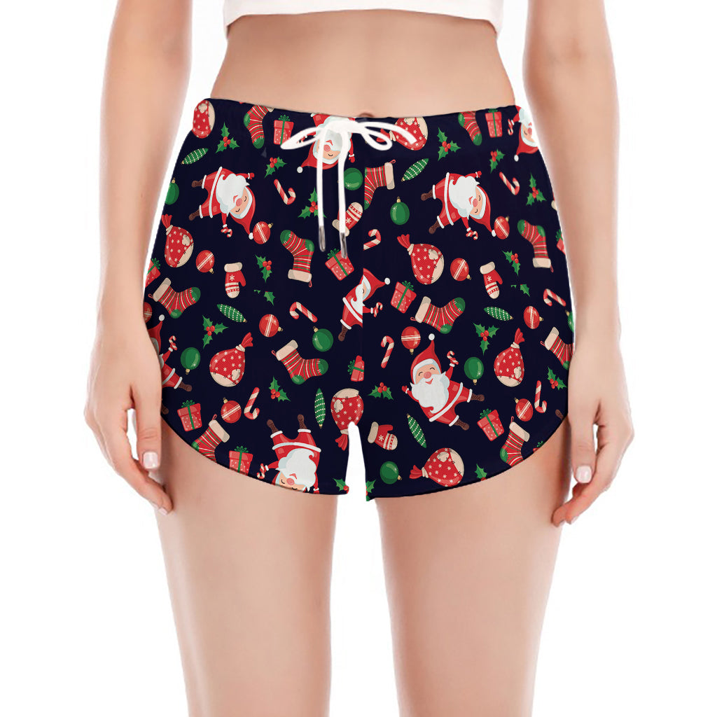 Cute Merry Christmas Pattern Print Women's Split Running Shorts