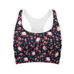 Cute Merry Christmas Pattern Print Women's Sports Bra