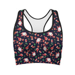 Cute Merry Christmas Pattern Print Women's Sports Bra