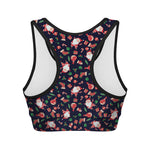 Cute Merry Christmas Pattern Print Women's Sports Bra