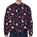 Cute Merry Christmas Pattern Print Zip Sleeve Bomber Jacket