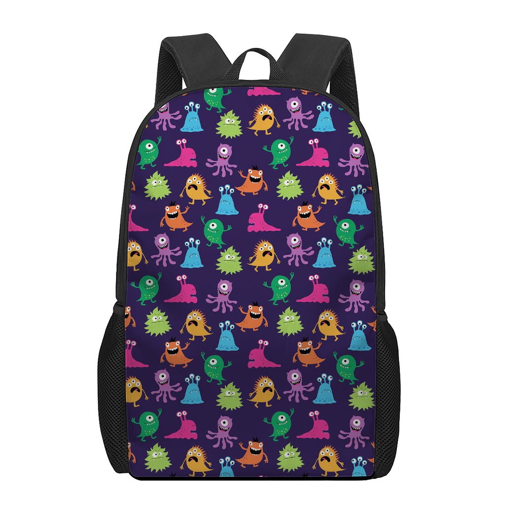Cute Monster Pattern Print 17 Inch Backpack