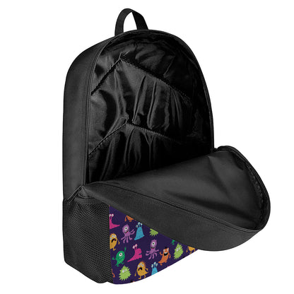 Cute Monster Pattern Print 17 Inch Backpack