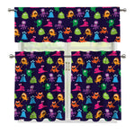 Cute Monster Pattern Print 3 Piece Kitchen Curtains