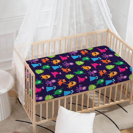 Cute Monster Pattern Print Baby Crib Sheet