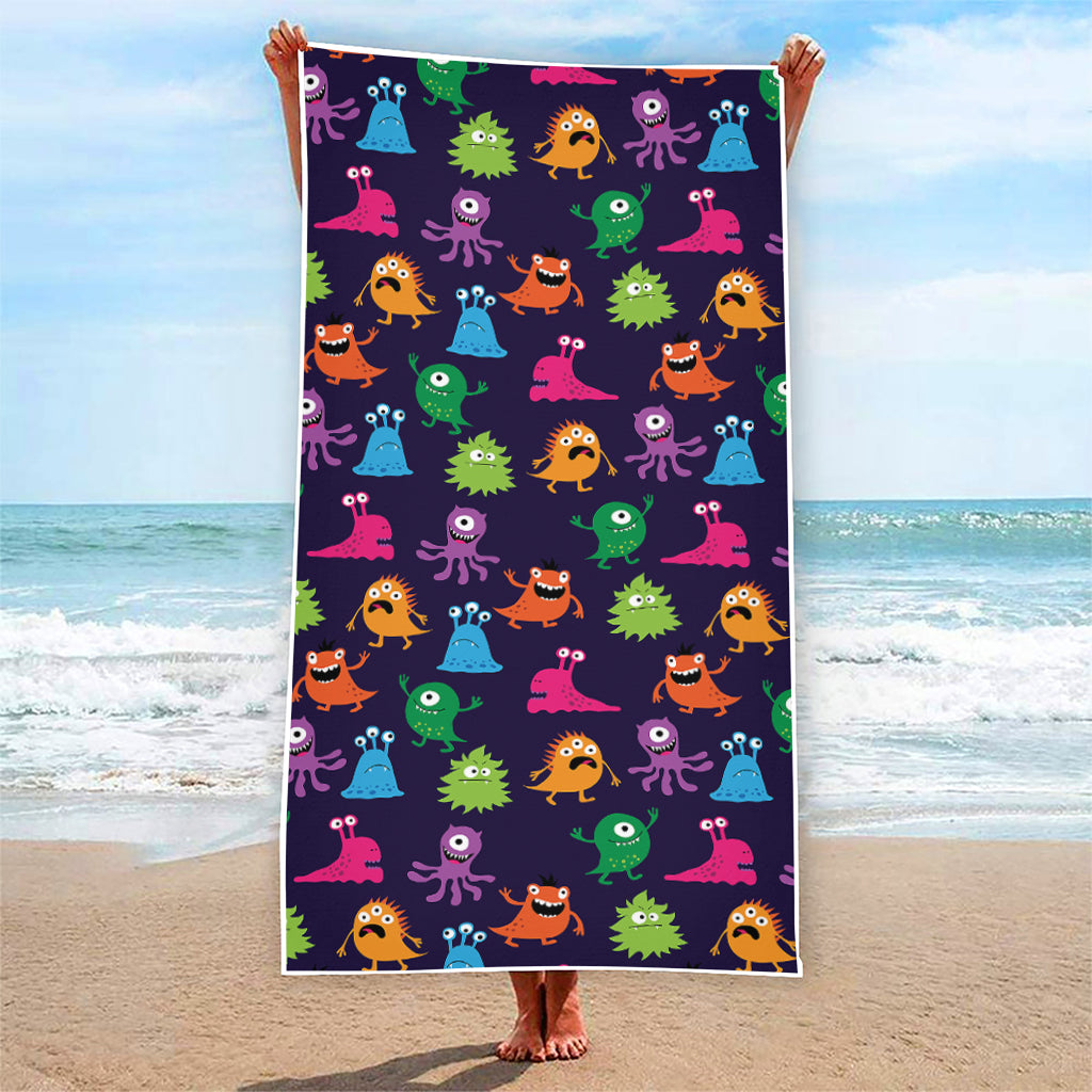 Cute Monster Pattern Print Beach Towel