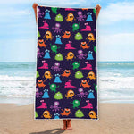 Cute Monster Pattern Print Beach Towel