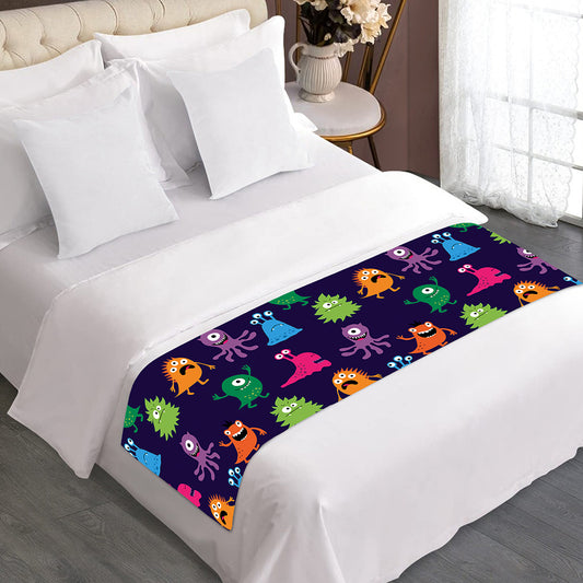Cute Monster Pattern Print Bed Runner