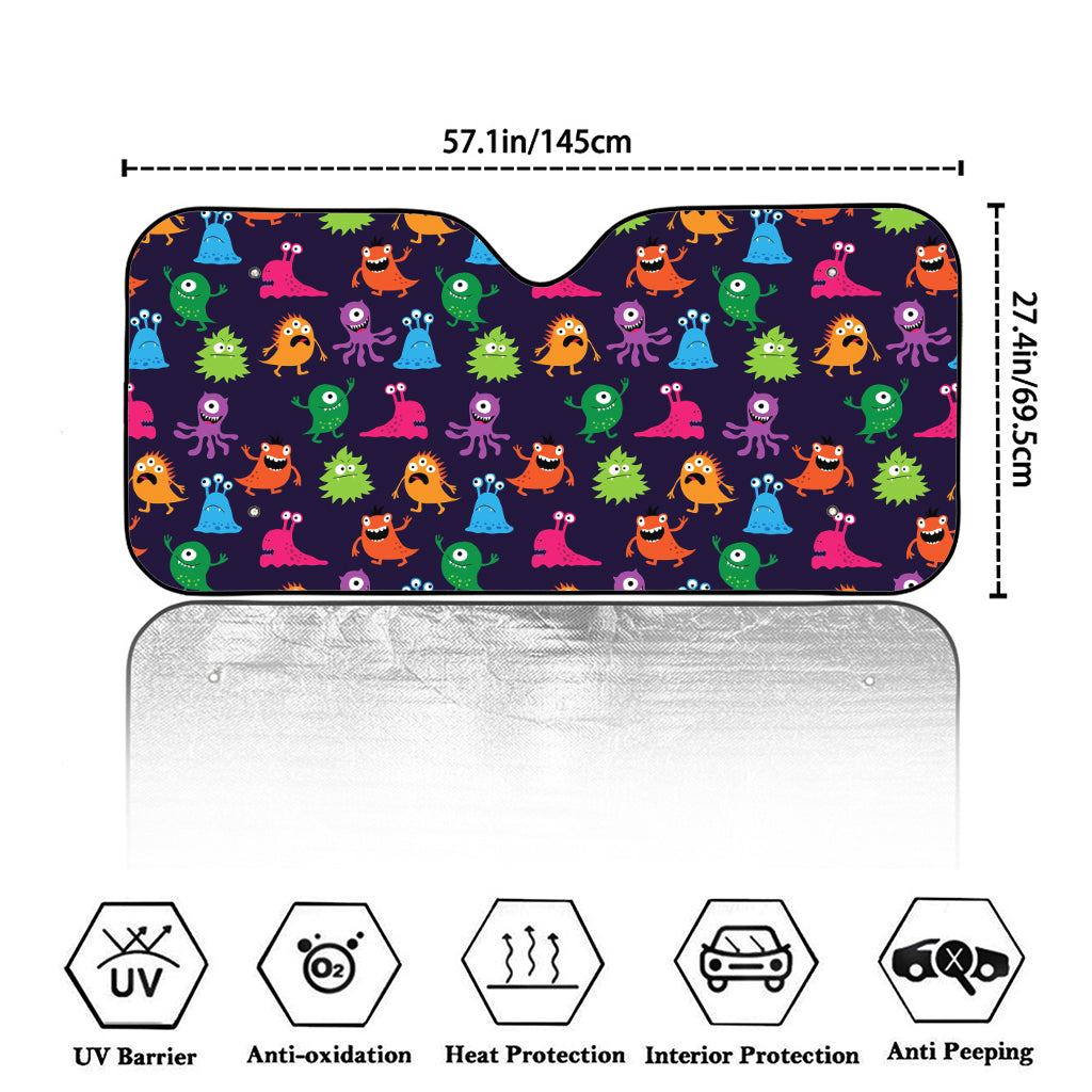 Cute Monster Pattern Print Car Windshield Sun Shade