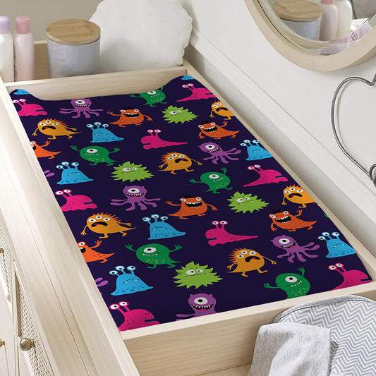 Cute Monster Pattern Print Changing Pad Cover