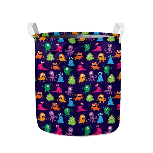 Cute Monster Pattern Print Collapsible Laundry Basket