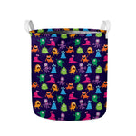 Cute Monster Pattern Print Collapsible Laundry Basket