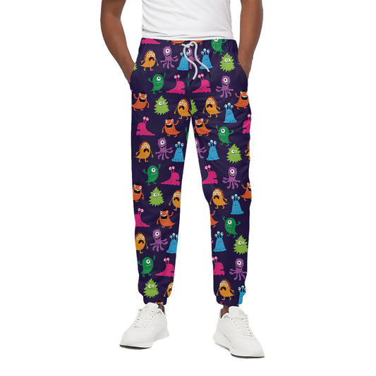 Cute Monster Pattern Print Cotton Pants