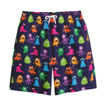 Cute Monster Pattern Print Cotton Shorts