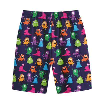 Cute Monster Pattern Print Cotton Shorts