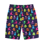 Cute Monster Pattern Print Cotton Shorts