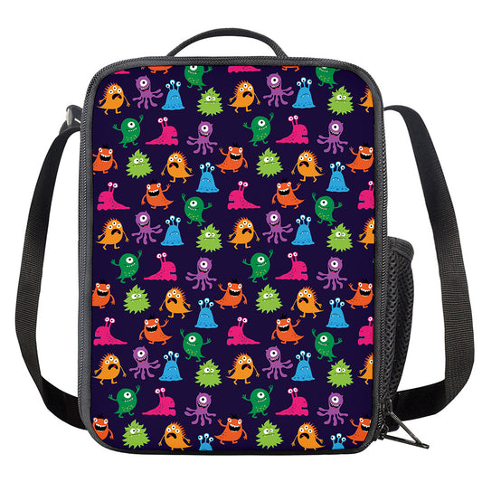 Cute Monster Pattern Print Crossbody Lunch Bag