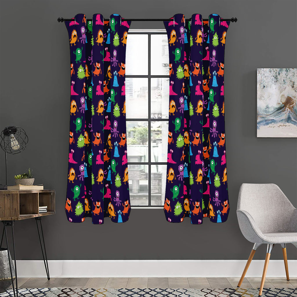 Cute Monster Pattern Print Curtain