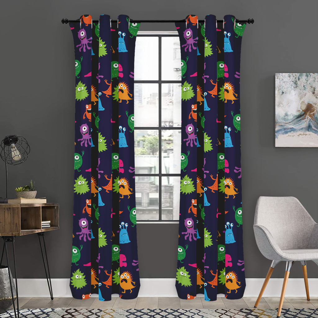 Cute Monster Pattern Print Curtain