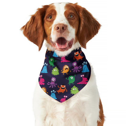 Cute Monster Pattern Print Dog Bandana