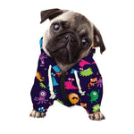 Cute Monster Pattern Print Dog Zip Up Hoodie