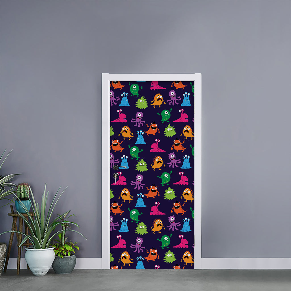 Cute Monster Pattern Print Door Sticker