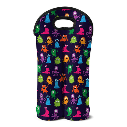 Cute Monster Pattern Print Double Neoprene Wine Tote